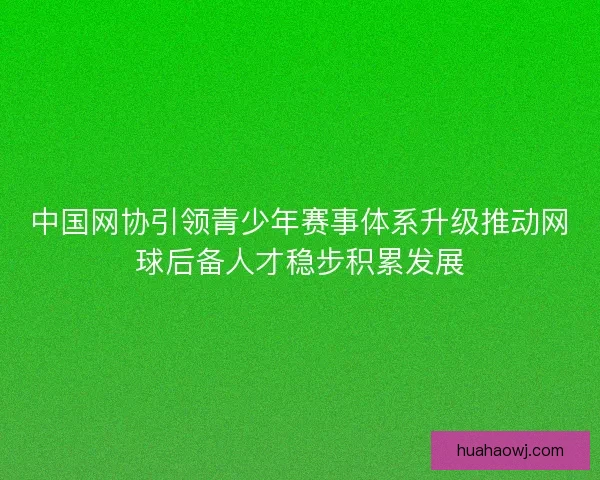 中国网协引领青少年赛事体系升级推动网球后备人才稳步积累发展