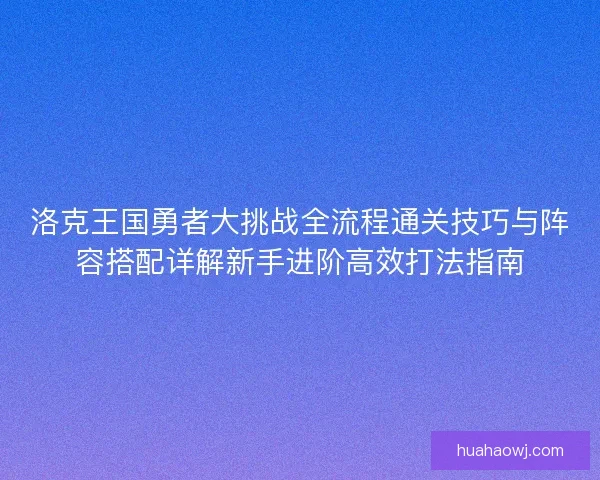 洛克王国勇者大挑战全流程通关技巧与阵容搭配详解新手进阶高效打法指南