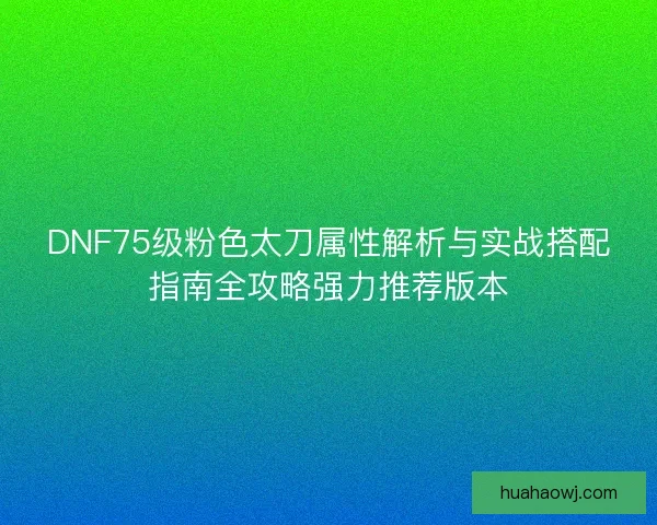 DNF75级粉色太刀属性解析与实战搭配指南全攻略强力推荐版本