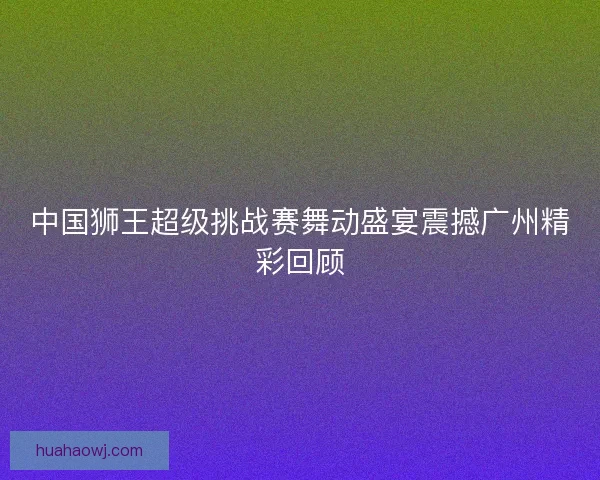 中国狮王超级挑战赛舞动盛宴震撼广州精彩回顾