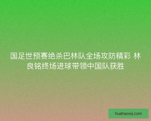 国足世预赛绝杀巴林队全场攻防精彩 林良铭终场进球带领中国队获胜 国足世预赛绝杀巴林队全场攻防精彩 林良铭终场进球带领中国队获胜